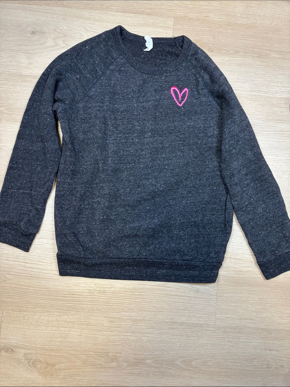 Alternative Apparel Charcoal Sweatshirt with Pink Heart